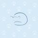 Cute curled up sleeping kitty cat illustration with white paw prints o... (thumbnail)