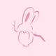Cute happy pink bunny rabbit swinging on a branch illustration... (thumbnail)