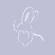 Cute happy bunny rabbit swinging on a branch illustration on violet ba... (thumbnail)