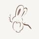 Cute happy bunny rabbit swinging on a branch illustration brown on ivo... (thumbnail)