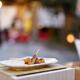 Mitarashi Dango steaming Japanese sweet grilled dumpling balls on a sk... (thumbnail)
