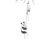 Cute pandas climbing bamboo trees sumi-e painting design black on whit... (thumbnail)