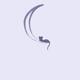 Black cat lying on the waning moon artistic illustration design on whi... (thumbnail)