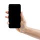 Hand holding Apple iPhone X smartphone with blank screen isolated on w... (thumbnail)