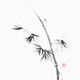 Bamboo stalk with young leaves minimalistic Sumi-e Japanese Zen painti... (thumbnail)