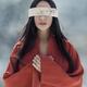 Beautiful asian woman with red sensual lips standing in the snow with... (thumbnail)