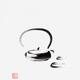 Teapot and two cups Japanese Zen Sumi-e painting on white rice paper... (thumbnail)