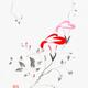 Pink Morning Glory flowers Japanese Zen Sumi-e painting on white rice... (thumbnail)