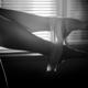 Sensual black and white closeup of sexy woman legs with white panties... (thumbnail)
