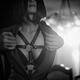 Man hands taking off woman clothes revealing leather bondage on her ch... (thumbnail)