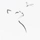 Minimalistic Sumi-e painting of a cat looking up at a dragonfly Japane... (thumbnail)