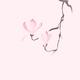 Elegant magnolia branch with two pink flowers artistic Zen style illus... (thumbnail)