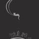 Cat lying on the moon above New York city at night illustration design... (thumbnail)