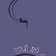 Black cat lying on the moon above New York city sumi-e illustration de... (thumbnail)