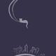 Illustration of a cat lying on the moon above New York city design in... (thumbnail)