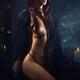 Beautiful sexy half nude Native American woman tribal shaman in black... (thumbnail)