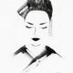 Painted portrait of a Geisha Japanese Zen Sumi-e artwork on white rice... (thumbnail)