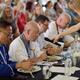 Chefs competition judges commenting on a gourmet meal at BC Seafood Fe... (thumbnail)