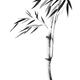 Illustration of a bamboo stalk with leaves in black and white Japanese... (thumbnail)