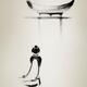 Geisha in kimono walking towards a Torii Japanese Zen sumi-e painting... (thumbnail)