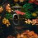 Japanese stone lantern Ishidoro at Tenjuan Temple pond Zen gardenin Ky... (thumbnail)