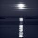 Rise of the Full Harvest Moon above Pacific ocean black and white... (thumbnail)