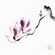 Minimalistic elegant magnolia branch Japanese Zen Sumi-e painting on w... (thumbnail)
