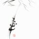 Cute panda climbing a bamboo tree Japanese Zen Sumi-e painting on whit... (thumbnail)