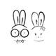 Cute kawaii bunny couple minimalistic black and white illustration... (thumbnail)