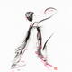 Sumi painting of a Geisha with a magical fan shedding sakura blossoms... (thumbnail)