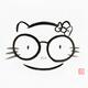 Sumi-e painting of a Japanese kawaii nerd kitty... (thumbnail)