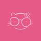 Illustration of a kawaii nerd kitty in hot pink... (thumbnail)