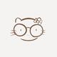 Sumi-e painting of a Japanese kawaii nerd kitty in beige color... (thumbnail)