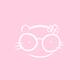 Kawaii kitty in large nerdy glasses on bright pink background... (thumbnail)