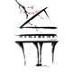 Grand piano with a branch of sakura blossom artistic sumi-e illustrati... (thumbnail)
