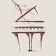 Grand piano with a branch of sakura blossom illustration on beige... (thumbnail)