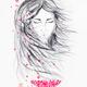 Beautiful Japanese woman face with long wild hair and sakura flowers i... (thumbnail)