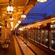 Train at Hankyu Arashiyama station platform at night in Kyoto... (thumbnail)