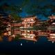 Byodoin temple Phoenix Hall illuminated with lights in nighttime scene... (thumbnail)