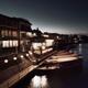 Boats at the bank of Uji River in a timeless night city scenery Japan... (thumbnail)
