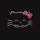 Cute smiling kitty Japanese kawaii cartoon cat illustration on black b... (thumbnail)