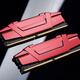 Closeup DDR4 dual-channel computer memory with red heat sinks on black... (thumbnail)