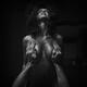 Couple making love woman with wild flying hair and man hands on her br... (thumbnail)
