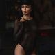 Sensual portrait of a woman in sexy black nylon bodystocking... (thumbnail)