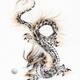 Mystical Taoist dragon coiled playing with his Pearl of Wisdom sumi-e... (thumbnail)