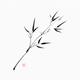 Single branch of young bamboo with leaves sumie ink painting... (thumbnail)