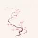 Delicate curvy sakura branch with gentle pink blossoms sumi-e artwork... (thumbnail)