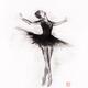 Graceful ballerina dancing abstract black and white sumi-e ink paintin... (thumbnail)