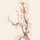 Bushy sakura branch with many brown red flowers oriental sumi-e design... (thumbnail)
