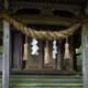 Rural Shinto shrine detail Shimenawa rope and paper Shide in Japan... (thumbnail)